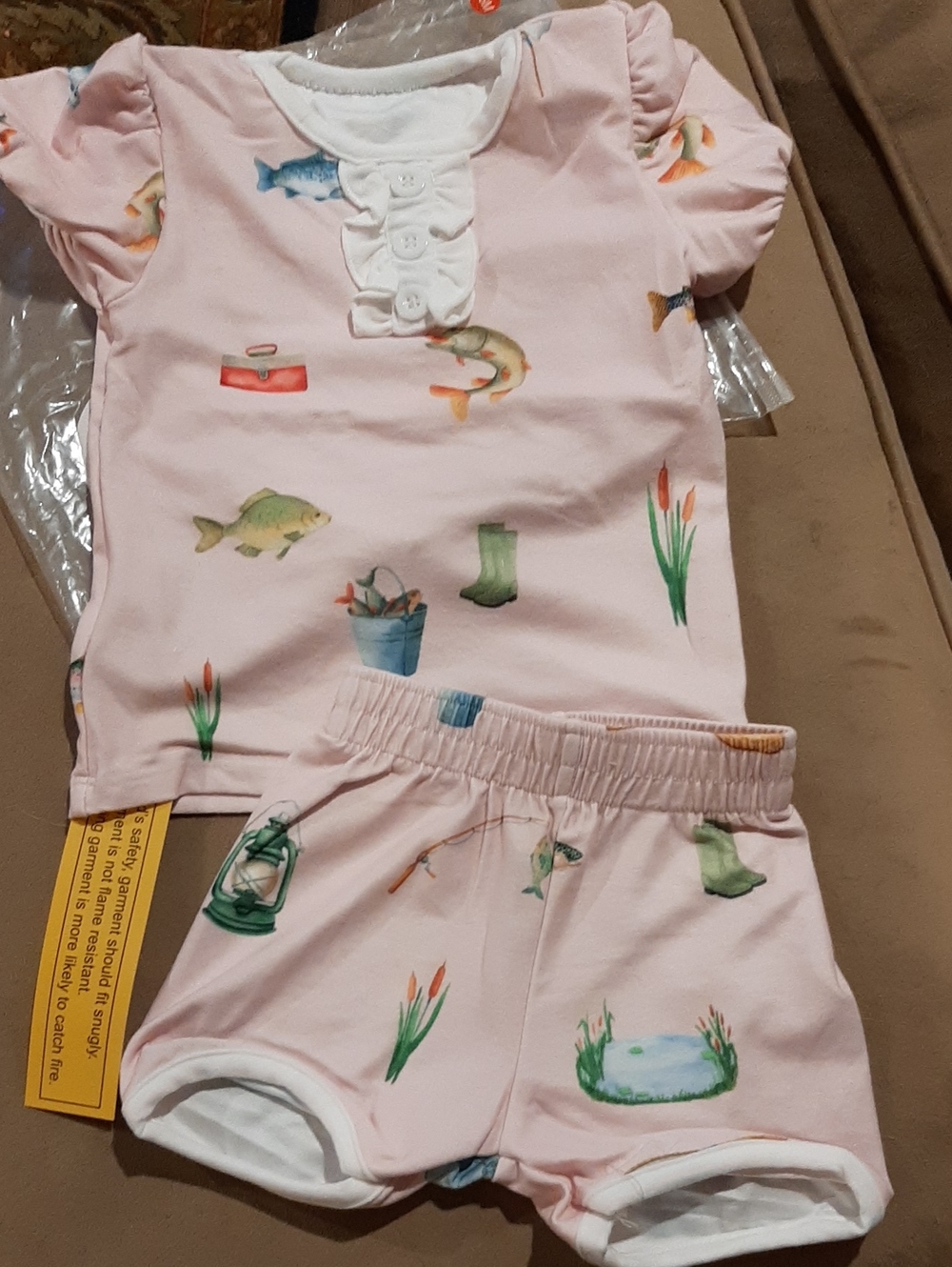 Sugar Bee Clothing Go Fishing Girls Nwt Pajama/lounge Set ADORABLE